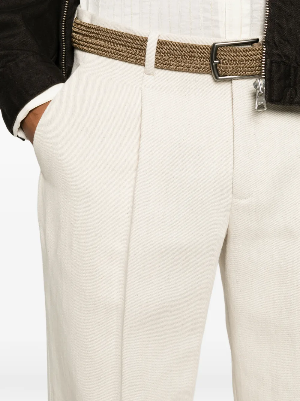 SANDRO Plooibroek met wijde pijpen Beige