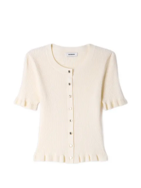 SANDRO ruffled rib knit shirt