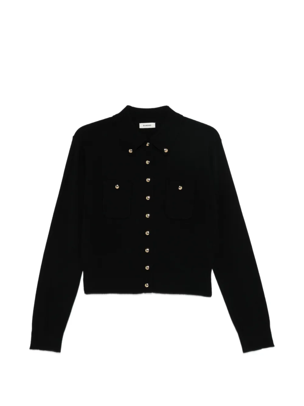SANDRO button-down shirt-collar cardigan - Black