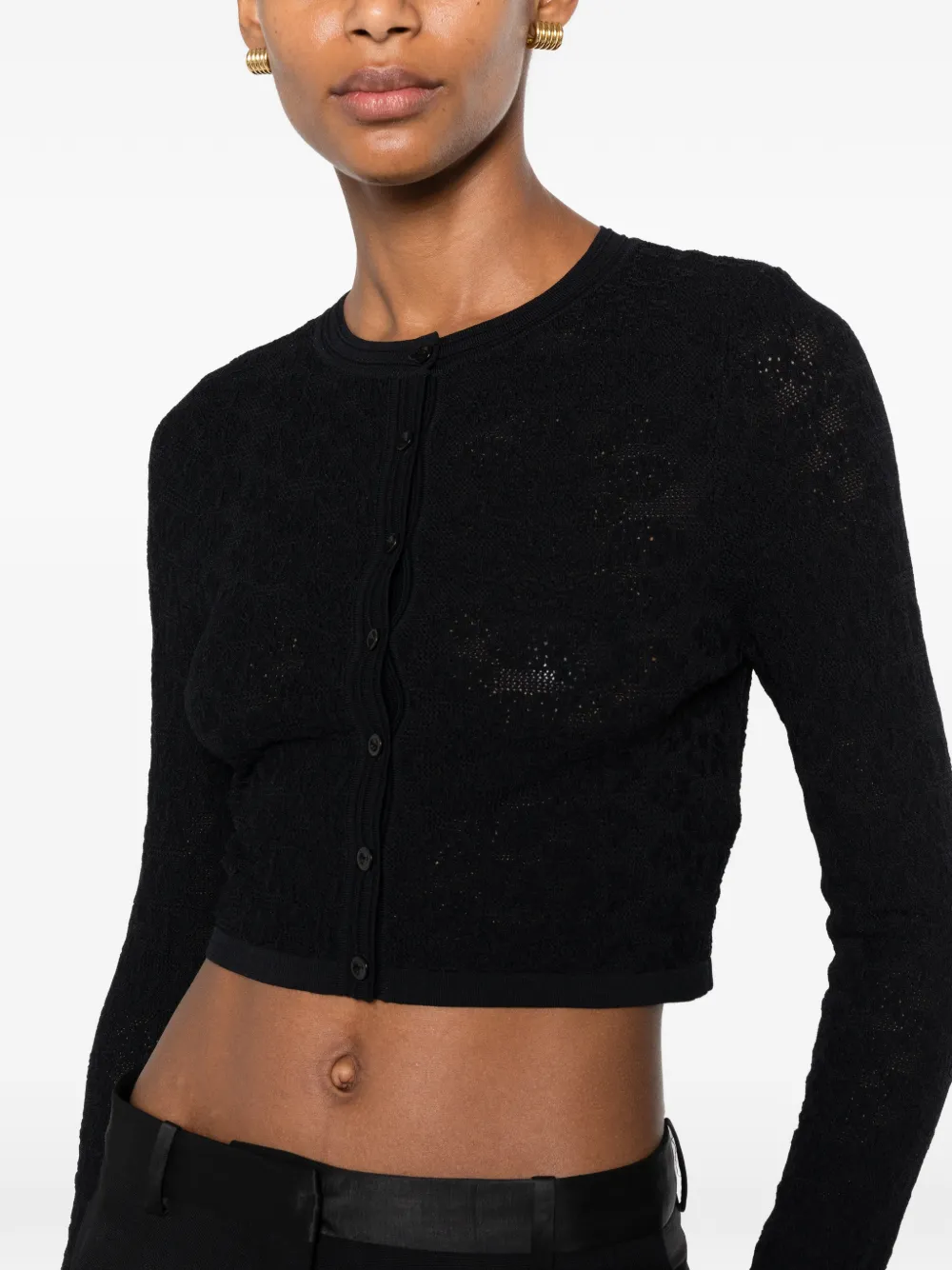 SANDRO Cropped vest met knoop Zwart