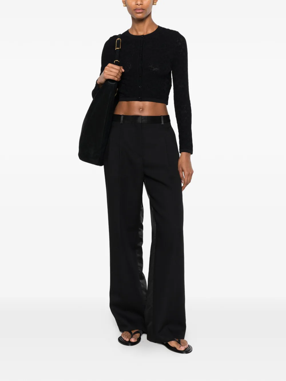 SANDRO Cropped vest met knoop Zwart