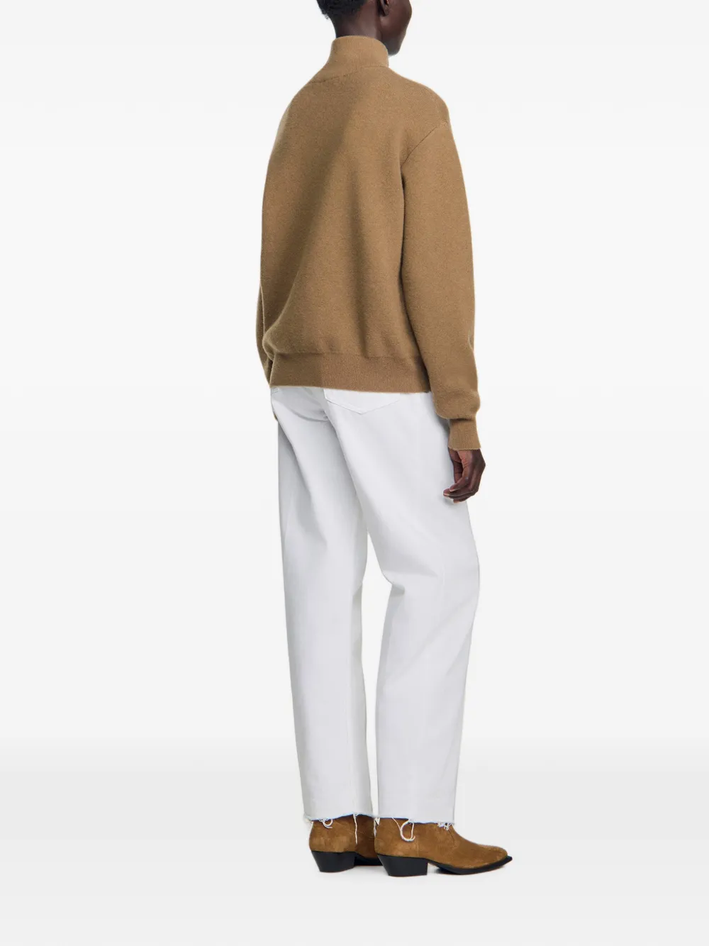 SANDRO Sweater met halve rits en borstzak Bruin