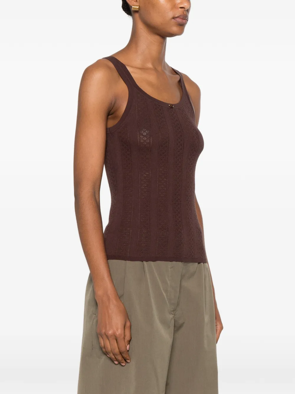SANDRO Gebreide top met strikdetail Bruin