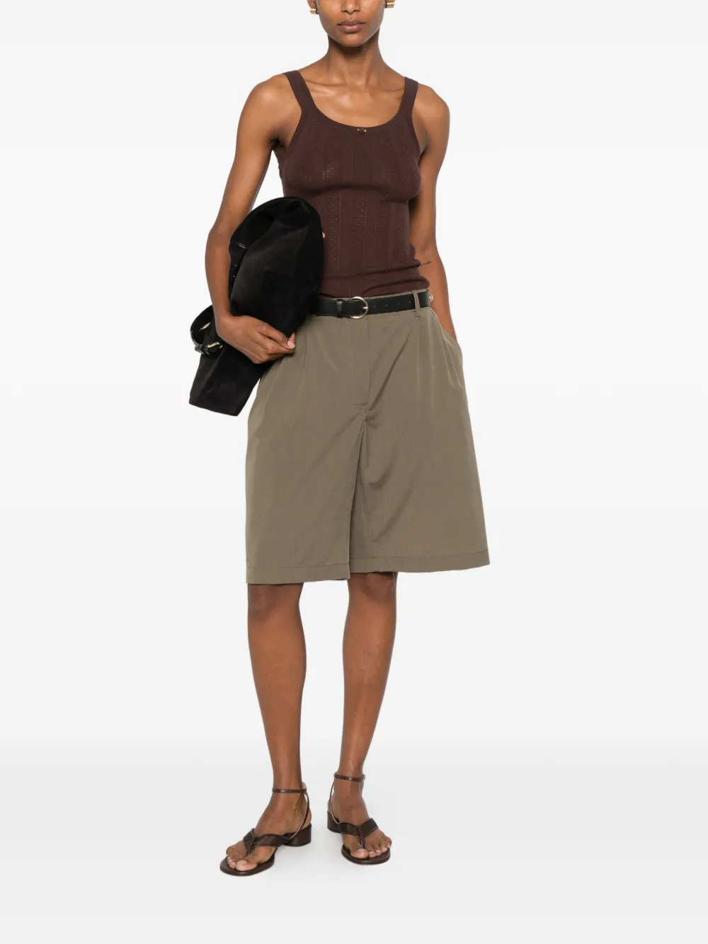 SANDRO Gebreide top met strikdetail Bruin