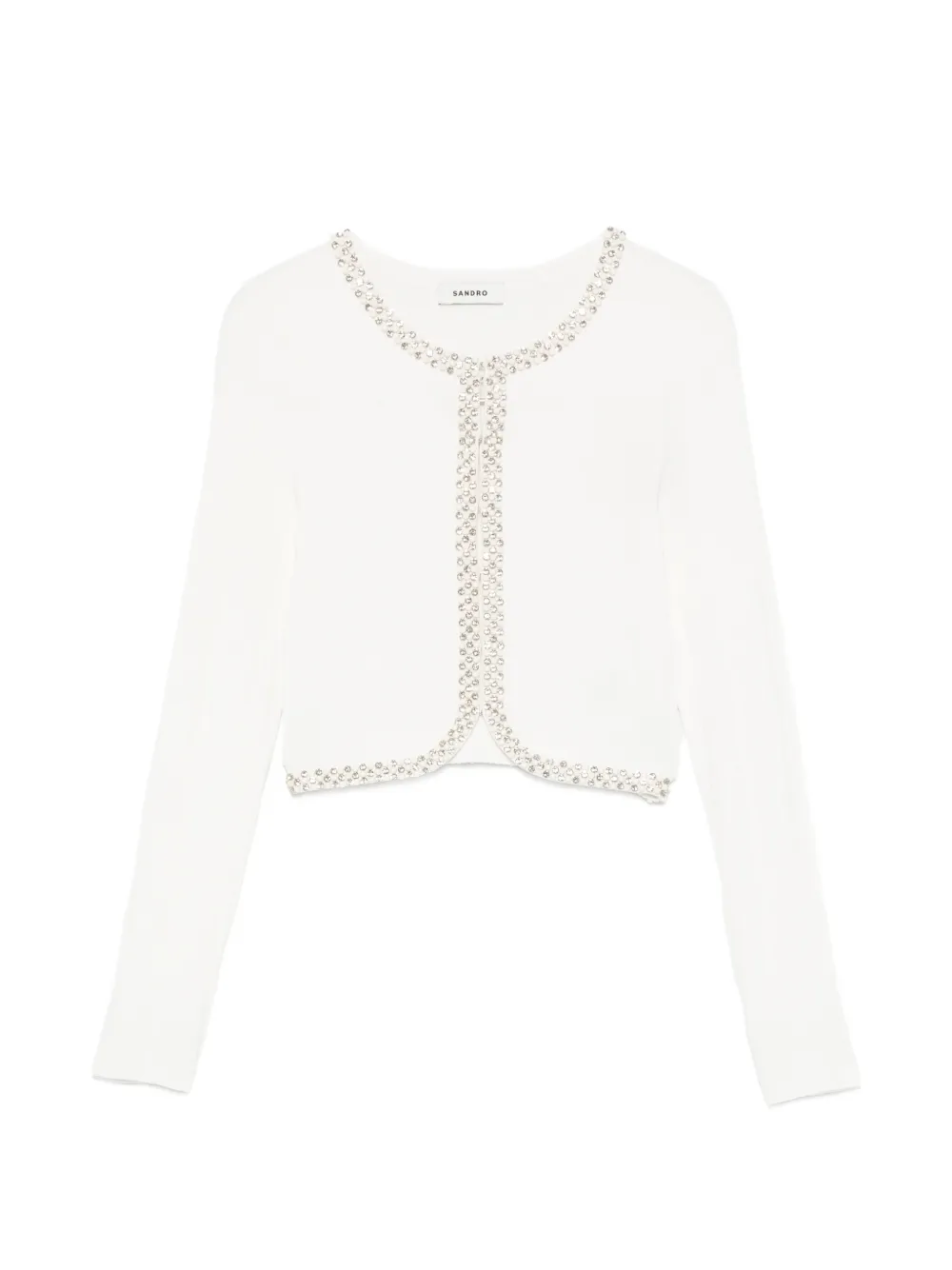 SANDRO rhinestone-embellished faux-pearl cardigan - Weiß