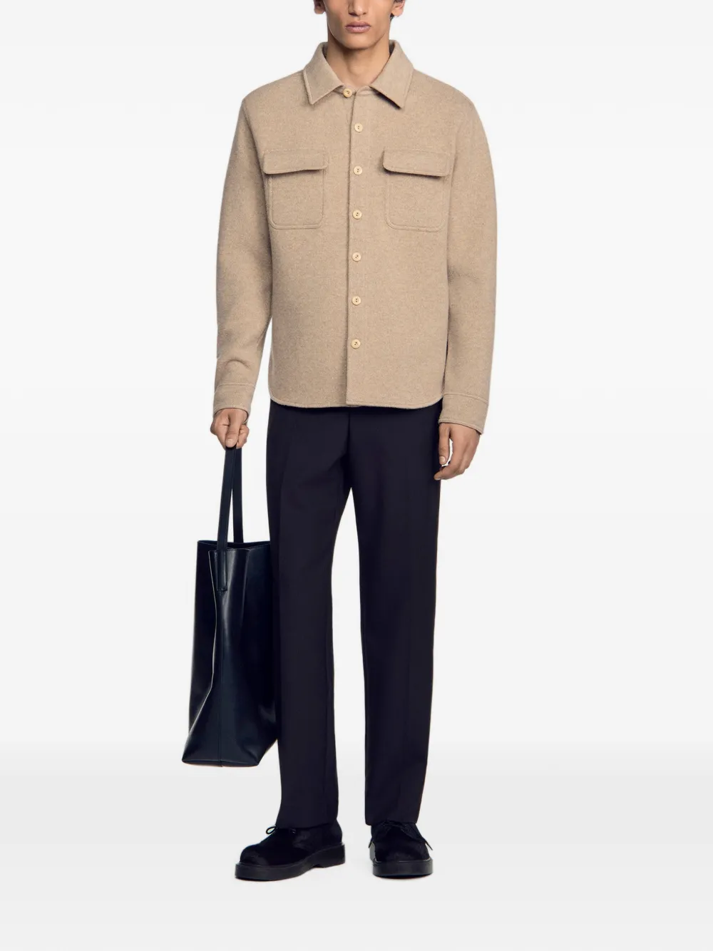 SANDRO Wollen shirtjack Beige