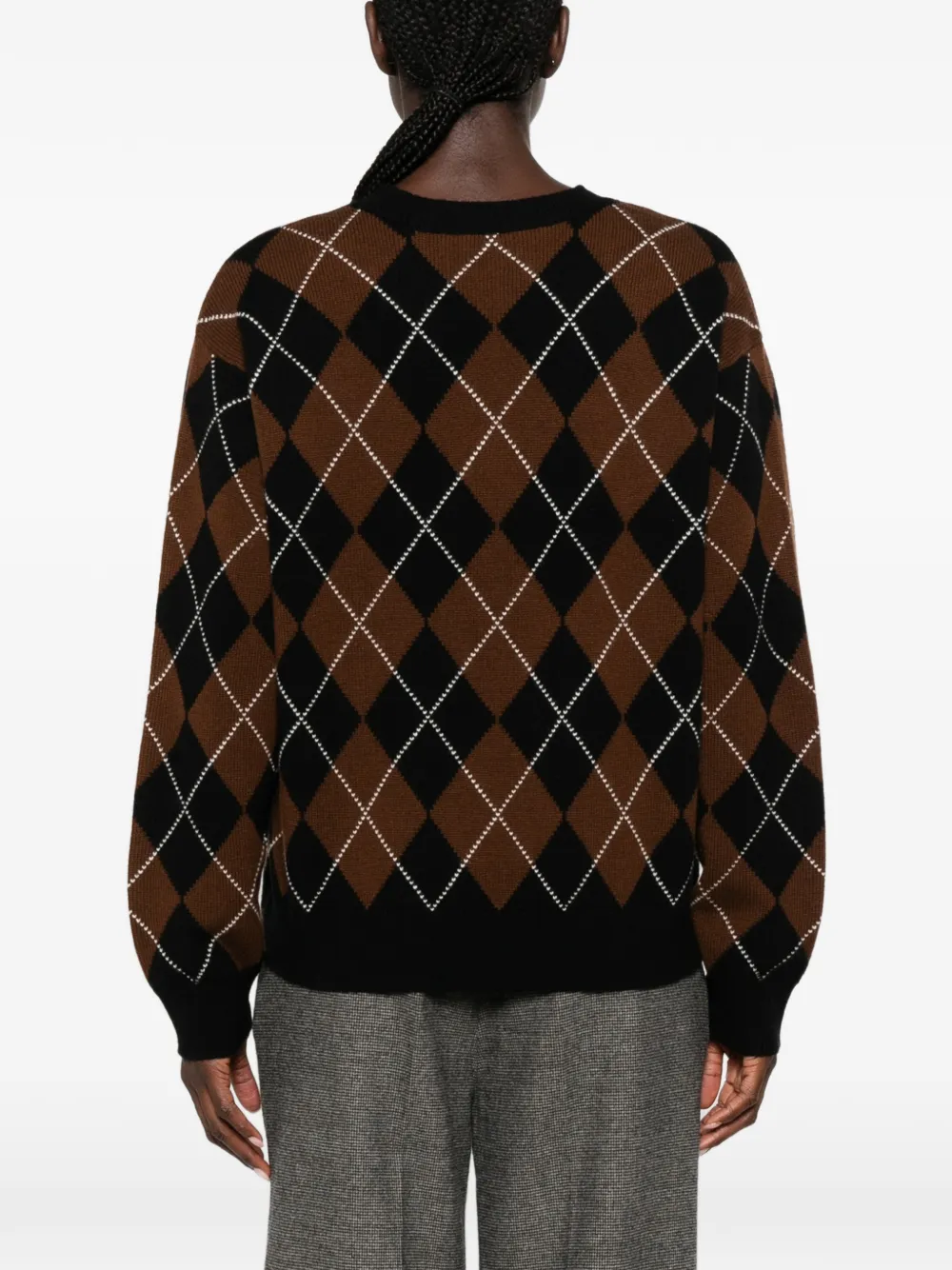 SANDRO Wollen trui met argyle-patroon Bruin