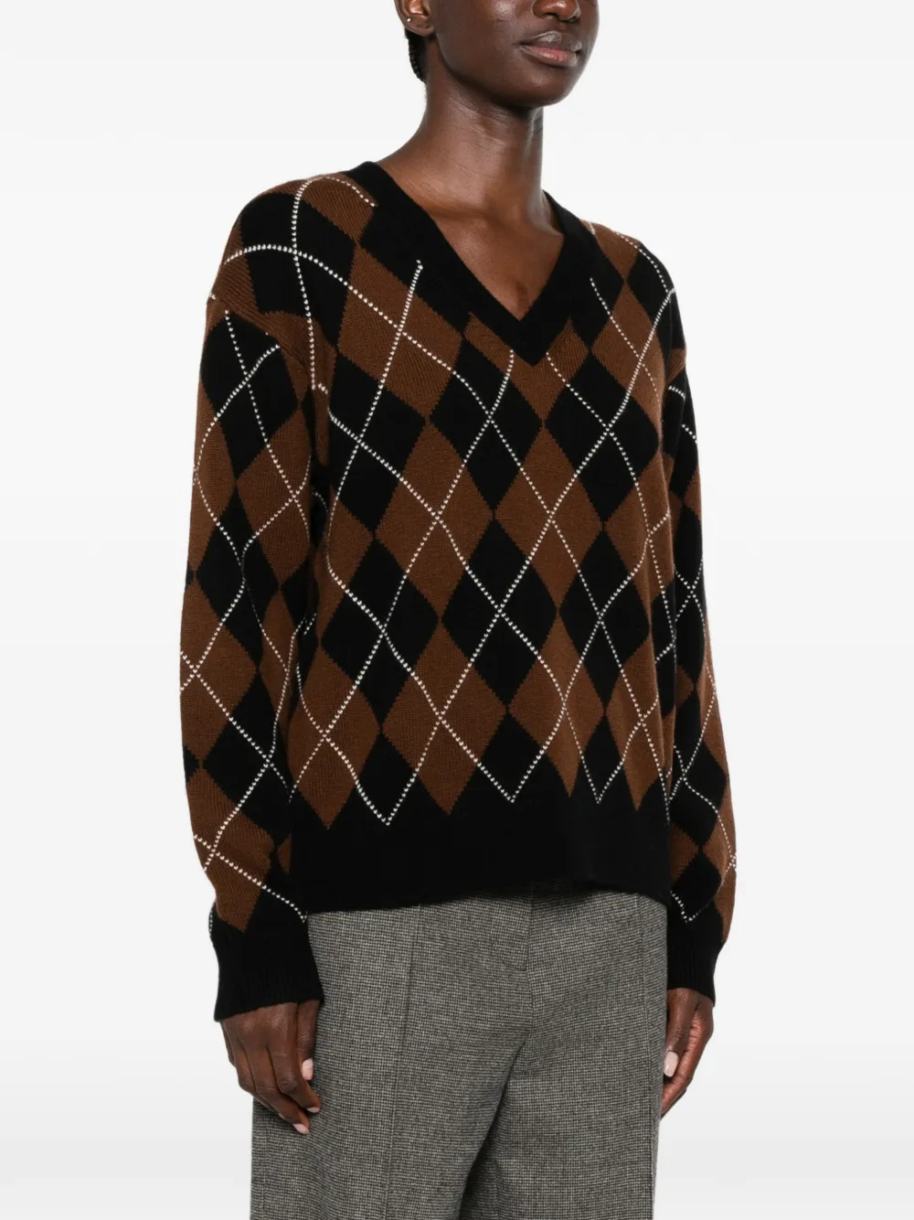 SANDRO Wollen trui met argyle-patroon Bruin
