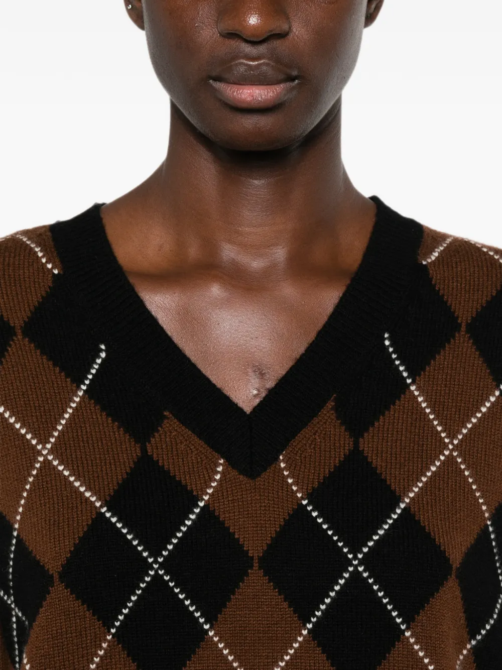 SANDRO Wollen trui met argyle-patroon Bruin