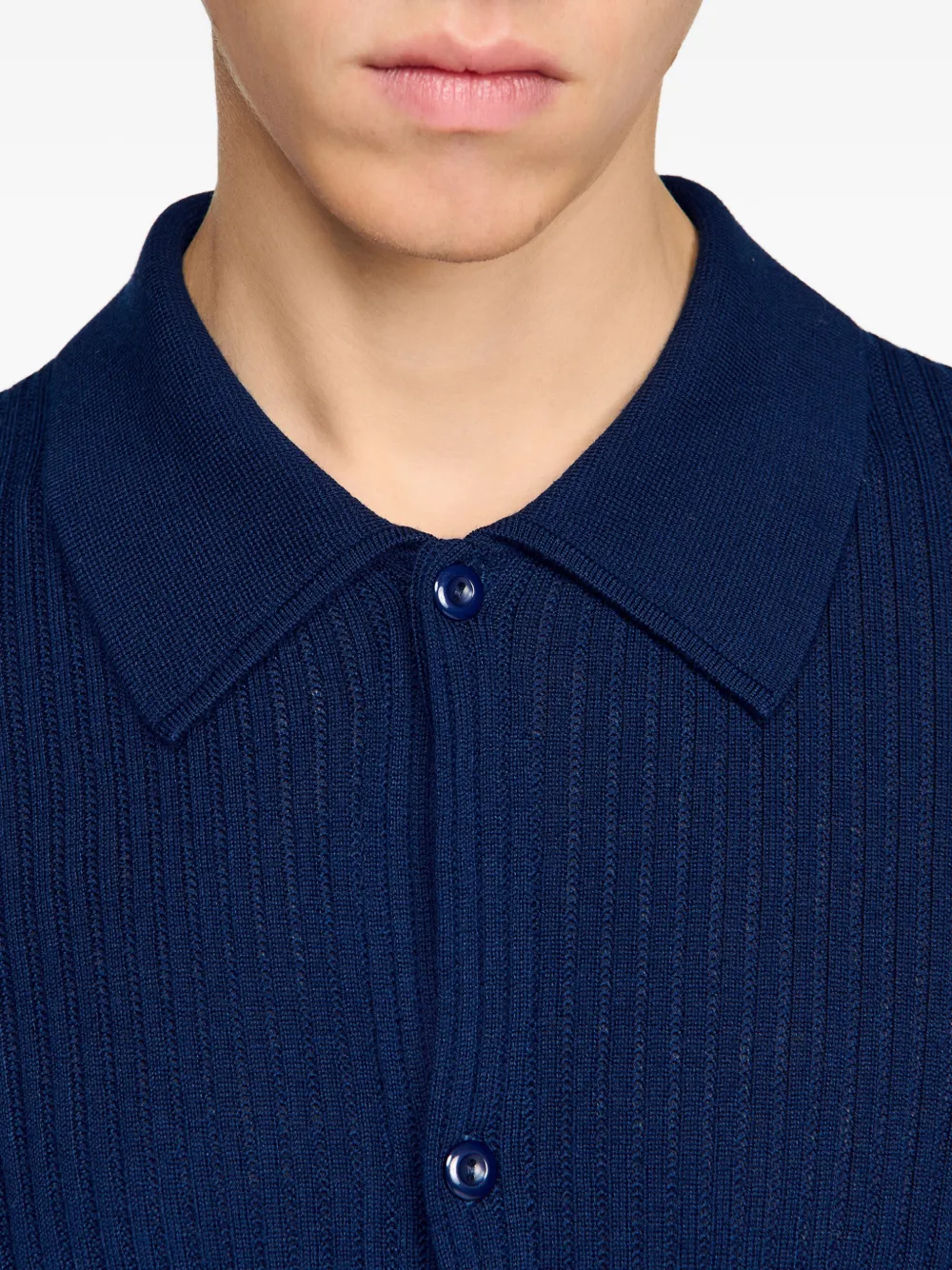 SANDRO Ribgebreid vest met shirtkraag Blauw