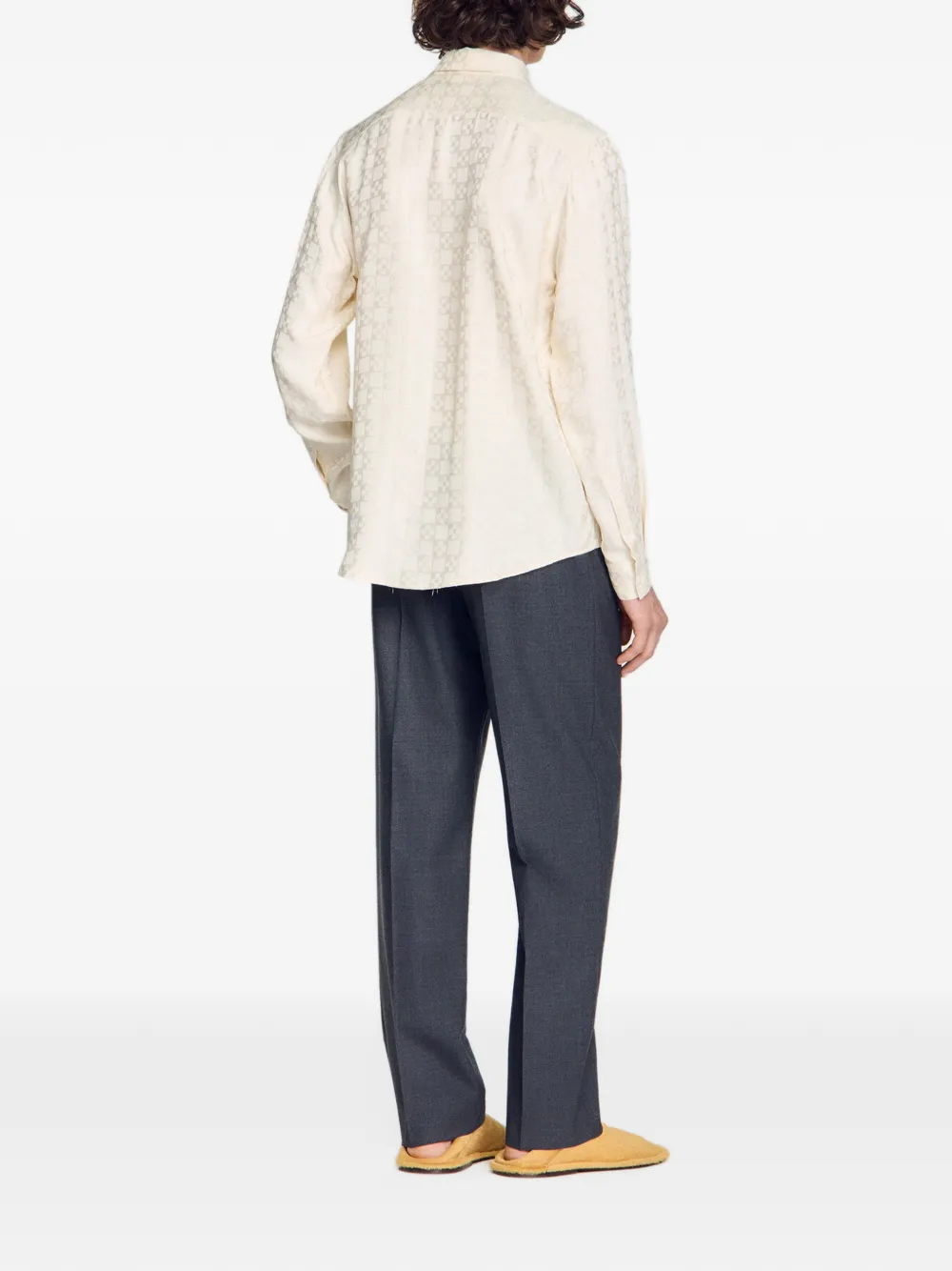 SANDRO Overhemd met monogram-print Beige