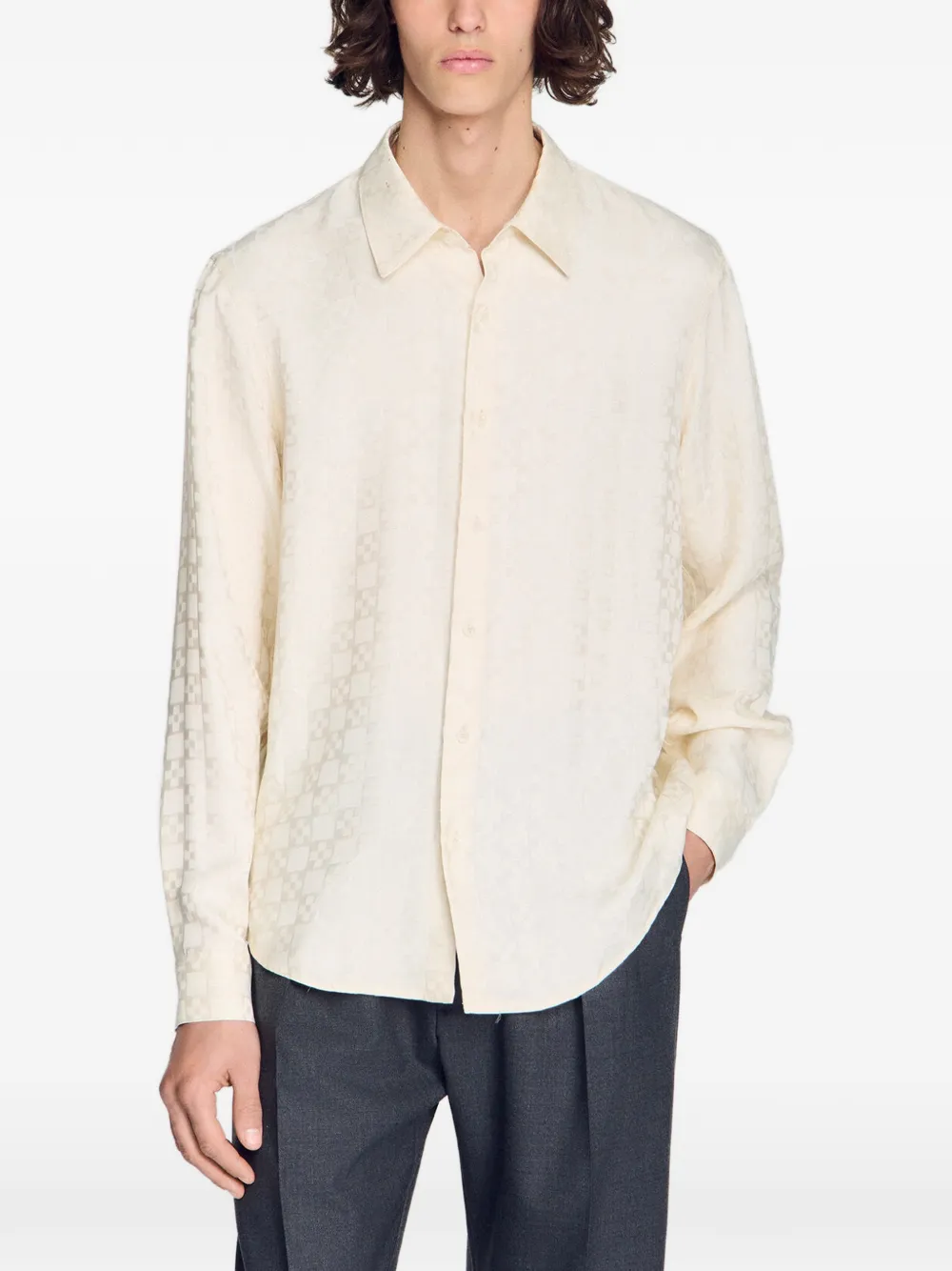SANDRO Overhemd met monogram-print Beige