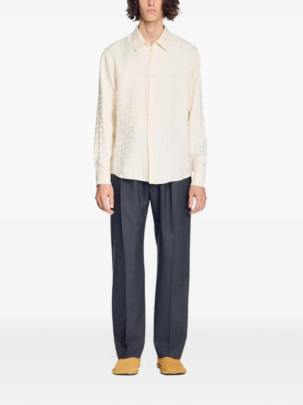 SANDRO Overhemd met monogram-print Beige