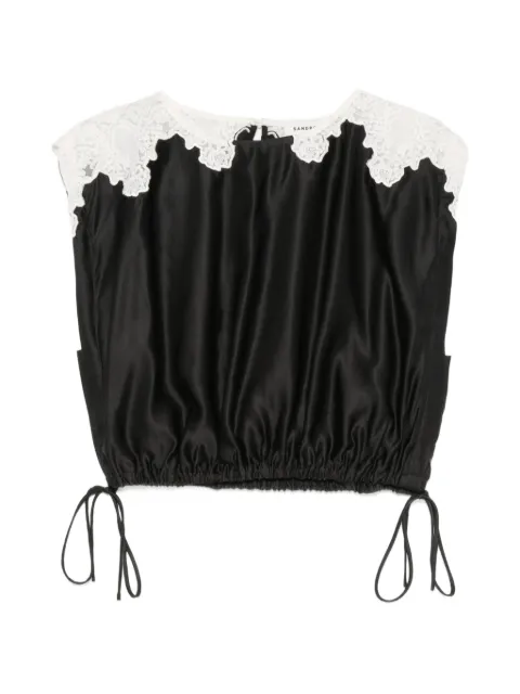 SANDRO lace-trim crop top