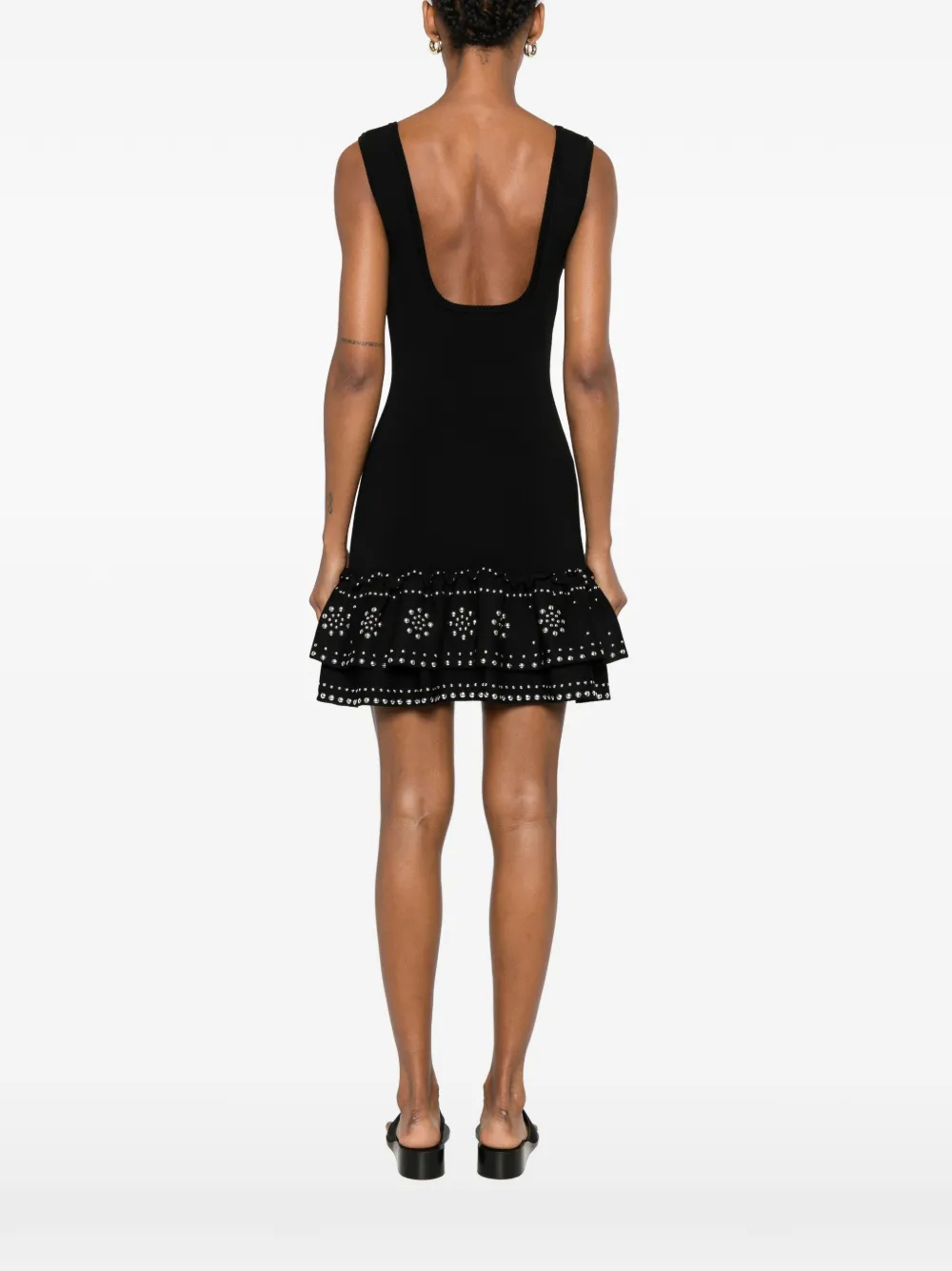SANDRO Jurk met studs en ruches Zwart