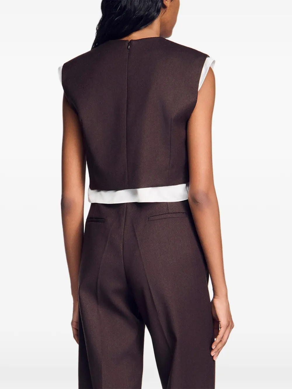 SANDRO Cropped top met gelaagd detail Bruin
