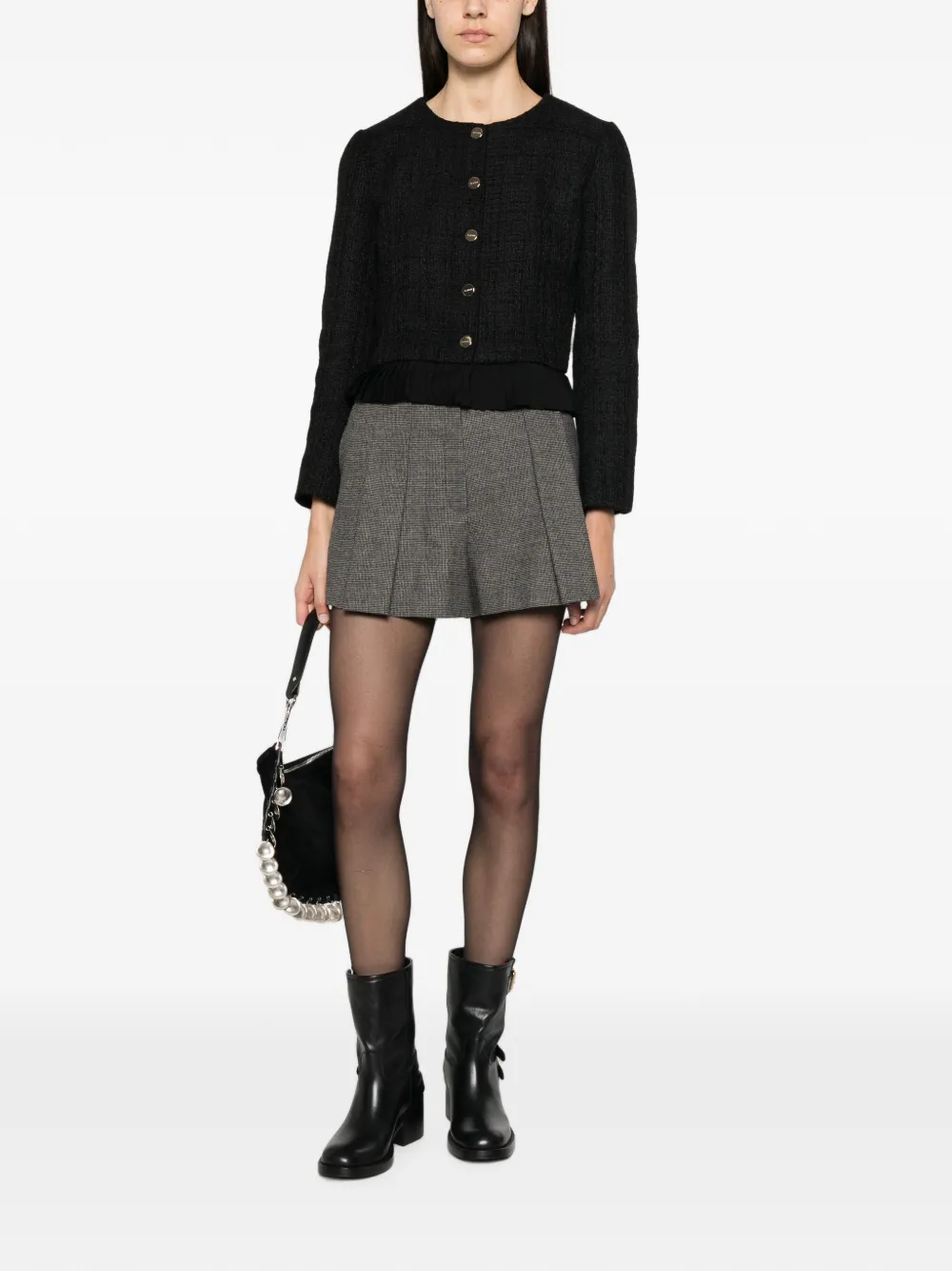 SANDRO Shorts met pied-de-poule print Grijs