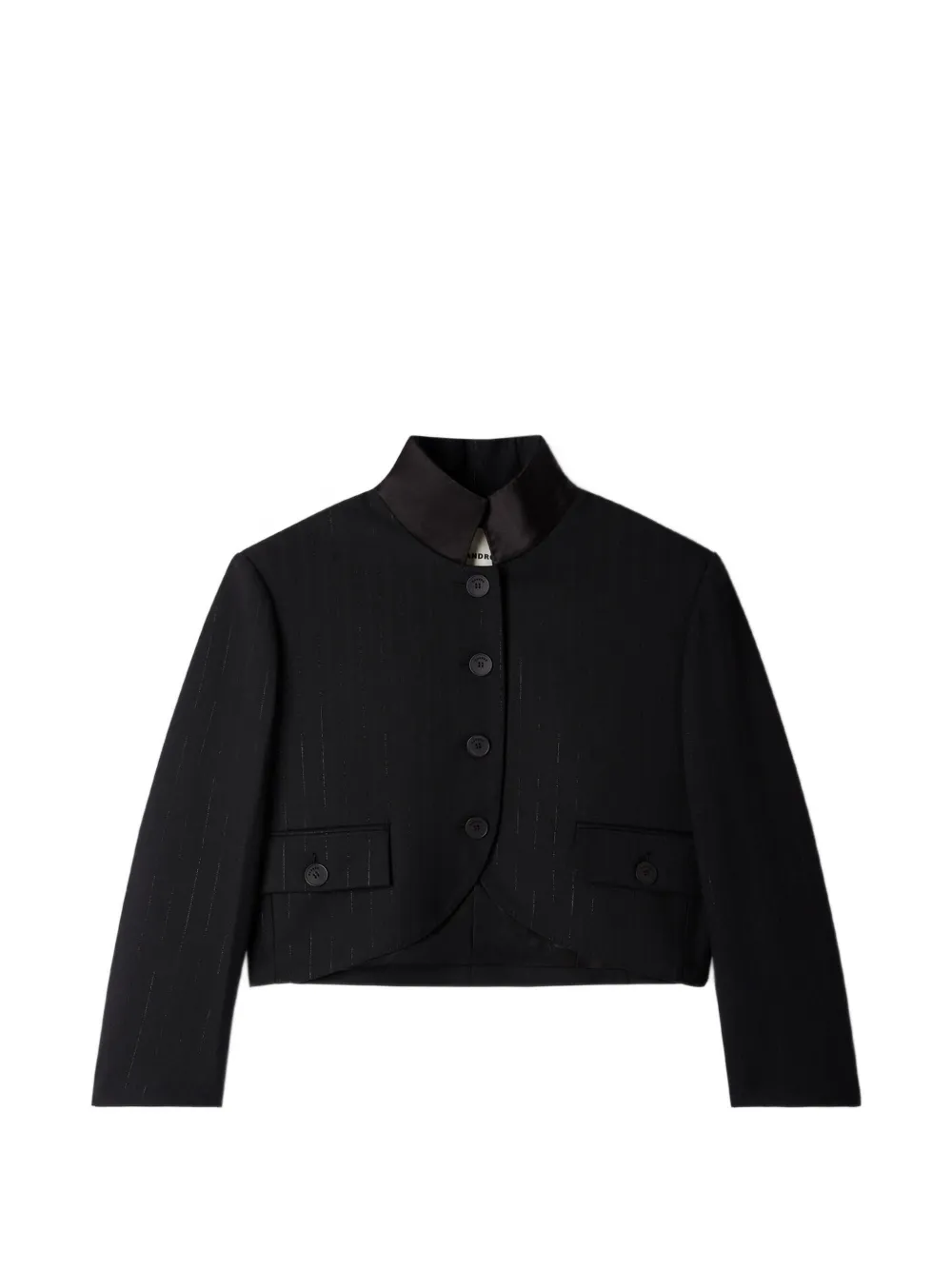 SANDRO Gestreepte blazer met opstaande kraag Zwart