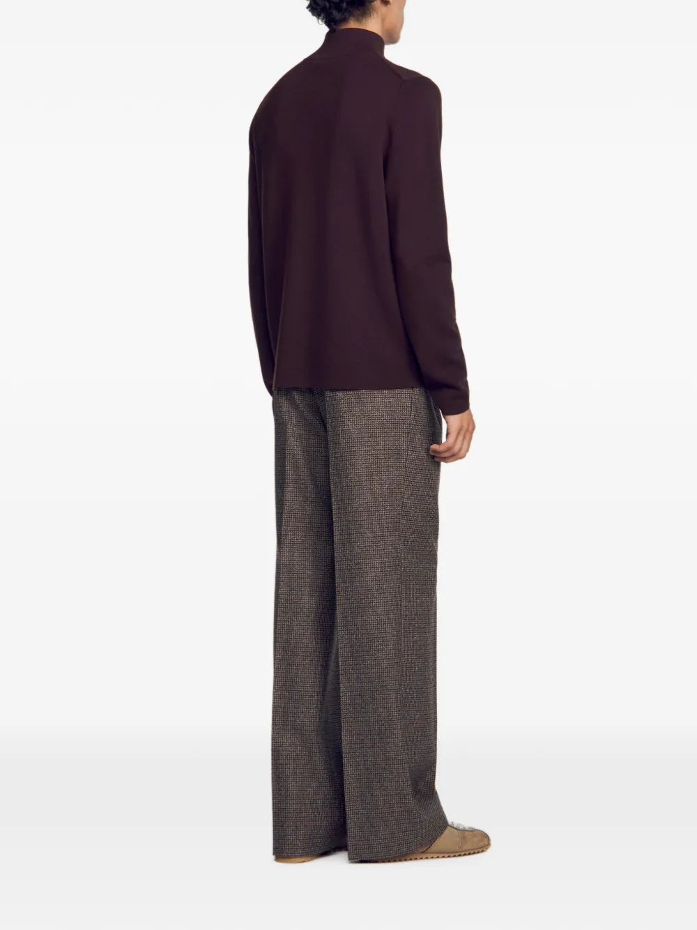 SANDRO Sweater met halve rits Bruin