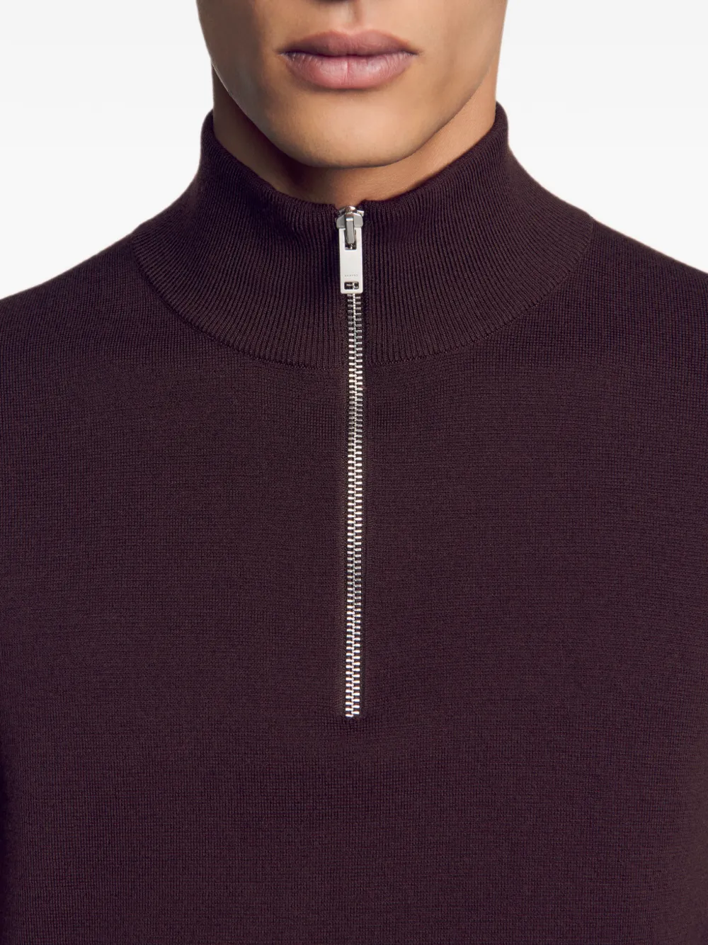 SANDRO Sweater met halve rits Bruin