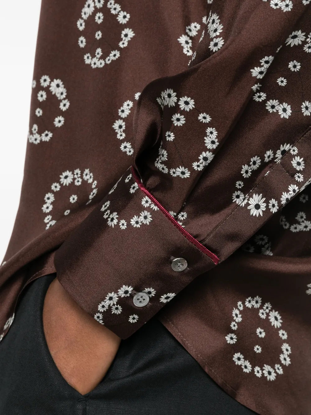 SANDRO Zijden blouse met bloemenprint Bruin