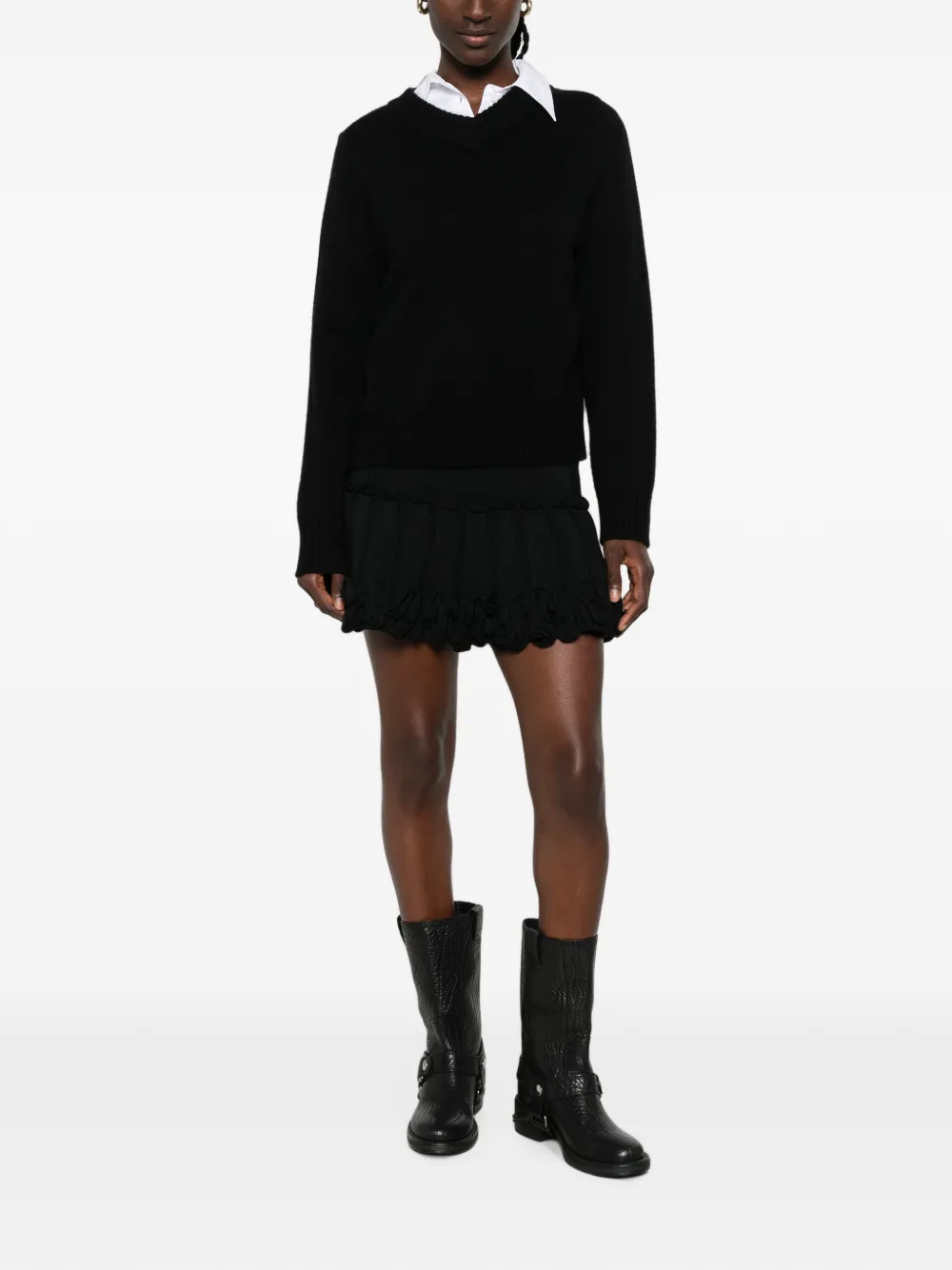 SANDRO Mini-rok met ruches Zwart