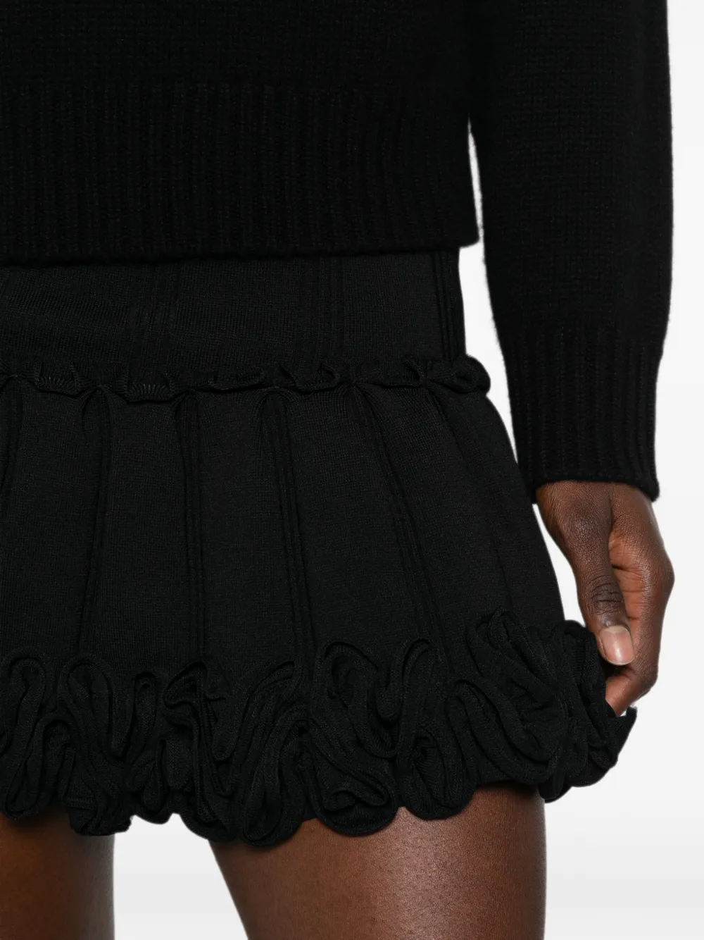 SANDRO Mini-rok met ruches Zwart