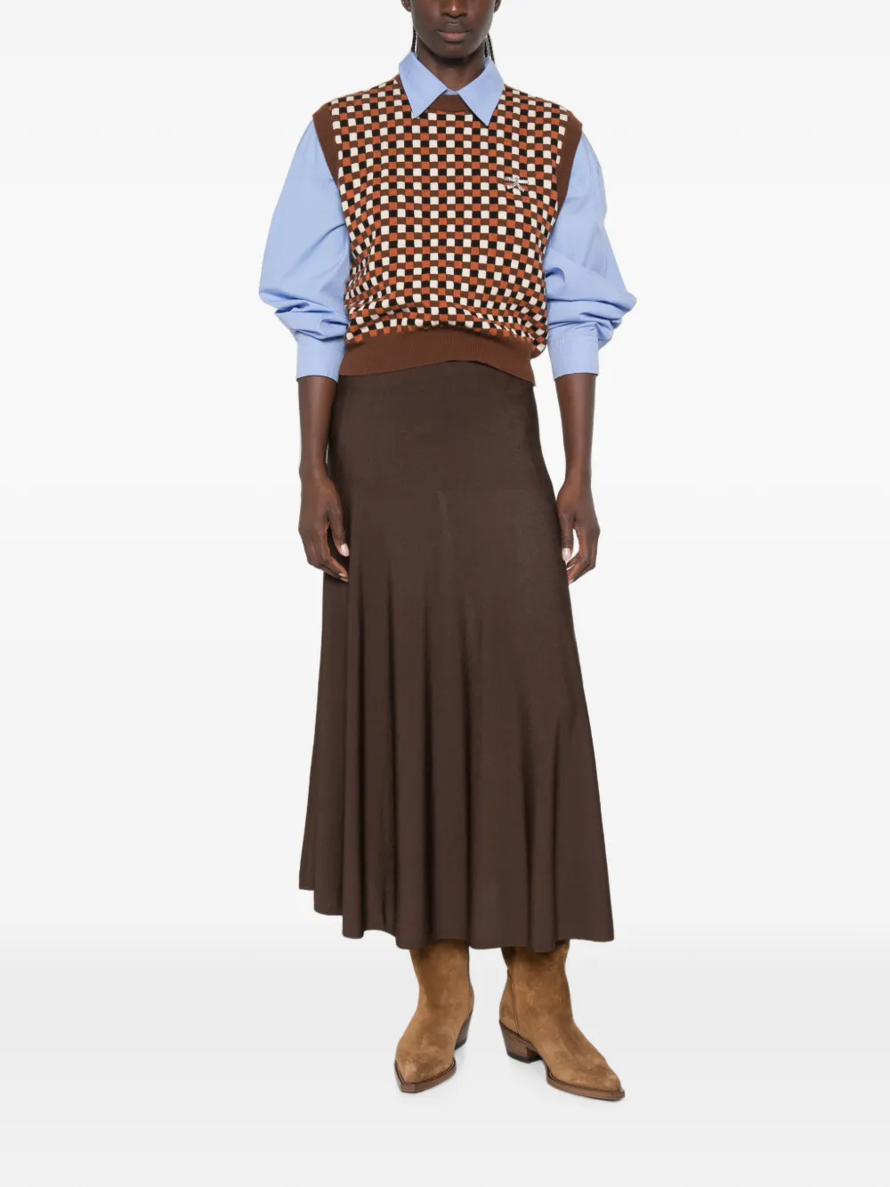 SANDRO Flared rok Bruin