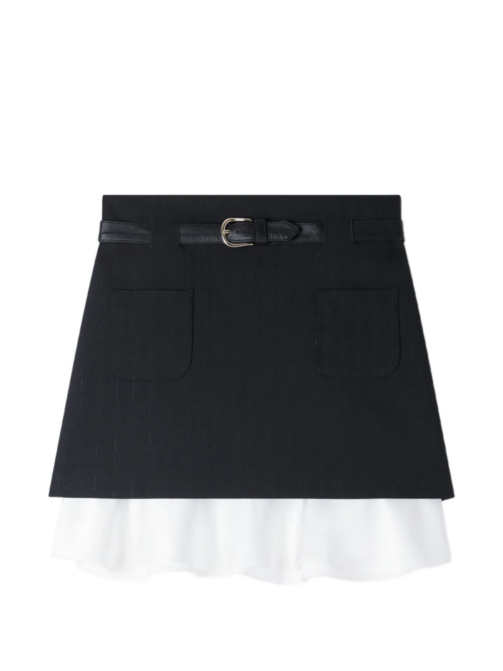 SANDRO Camicia gessata con ruches - Nero
