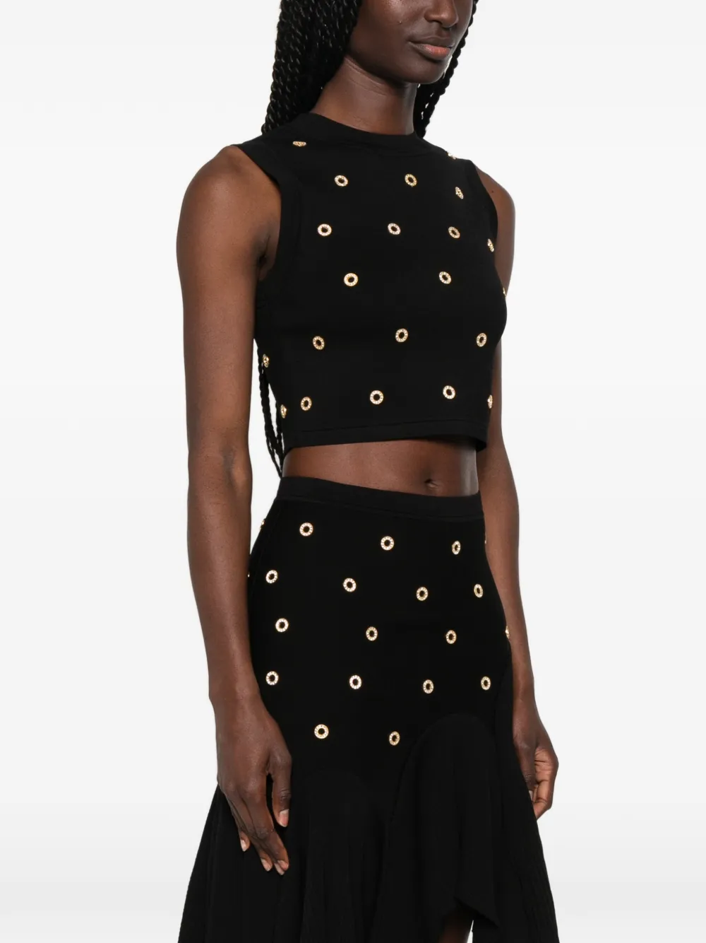 SANDRO Cropped gilet verfraaid met ringlets Zwart