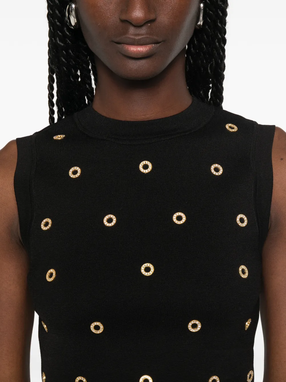 SANDRO Cropped gilet verfraaid met ringlets Zwart