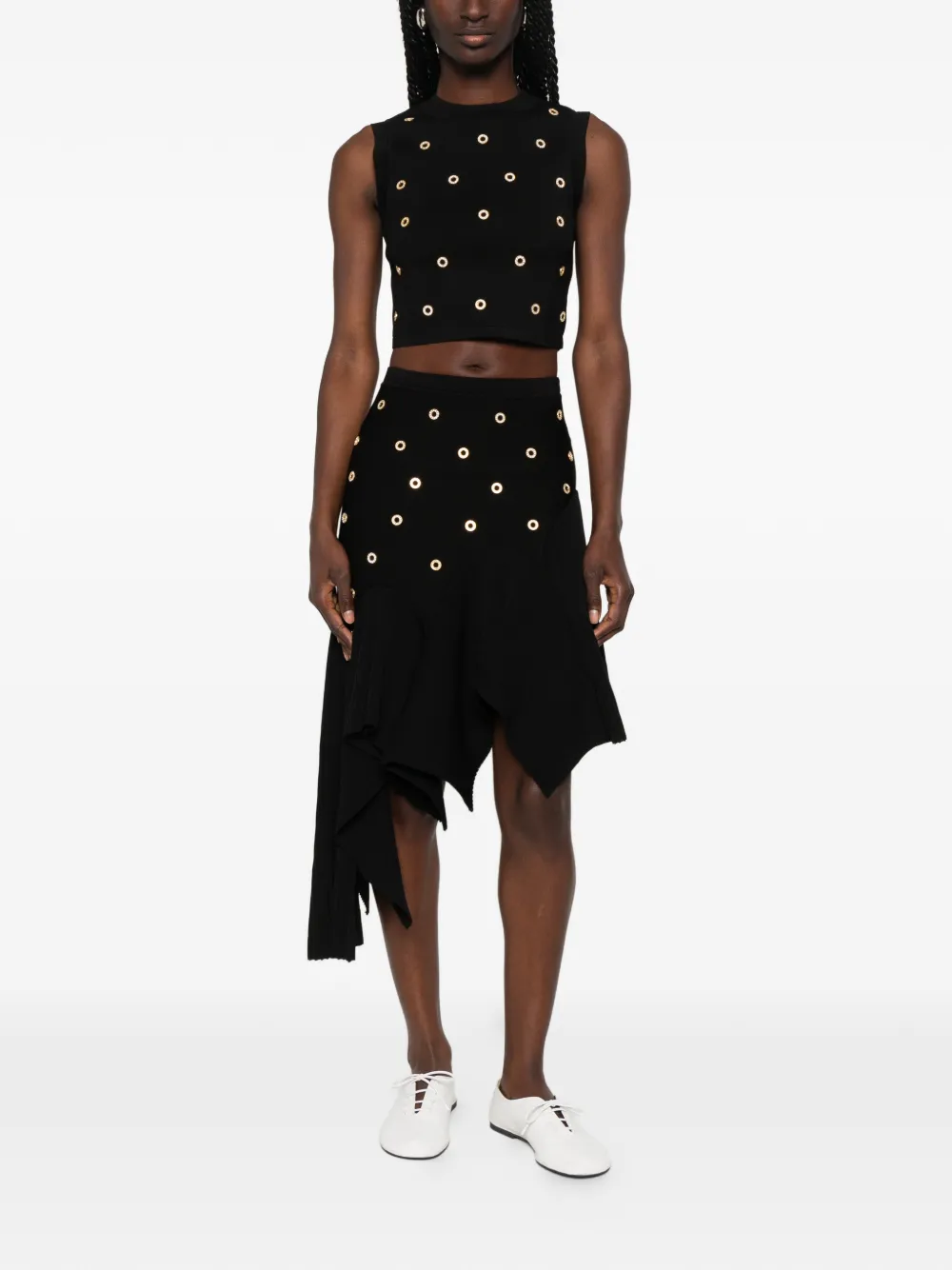 SANDRO Cropped gilet verfraaid met ringlets Zwart