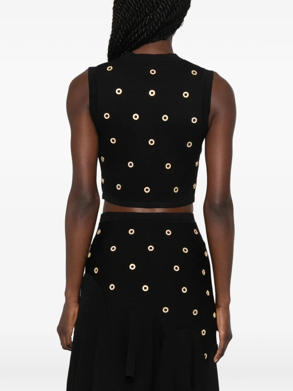 SANDRO Cropped gilet verfraaid met ringlets Zwart
