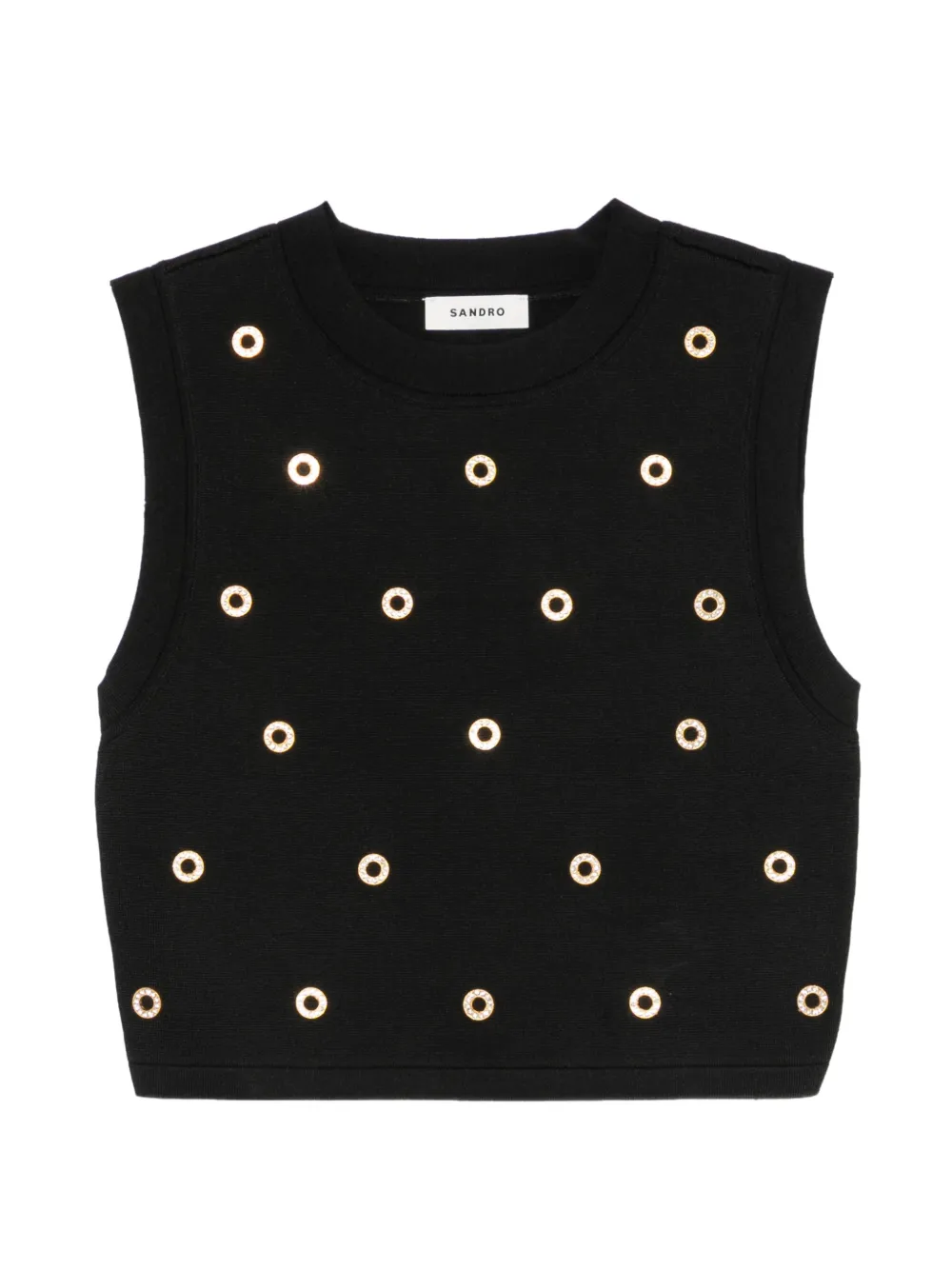 SANDRO Canotta crop con decorazione - Nero