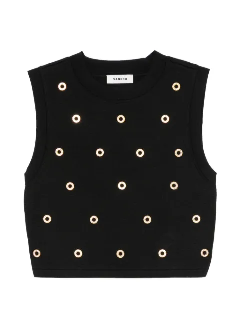 SANDRO eyelet-embellished cropped vest