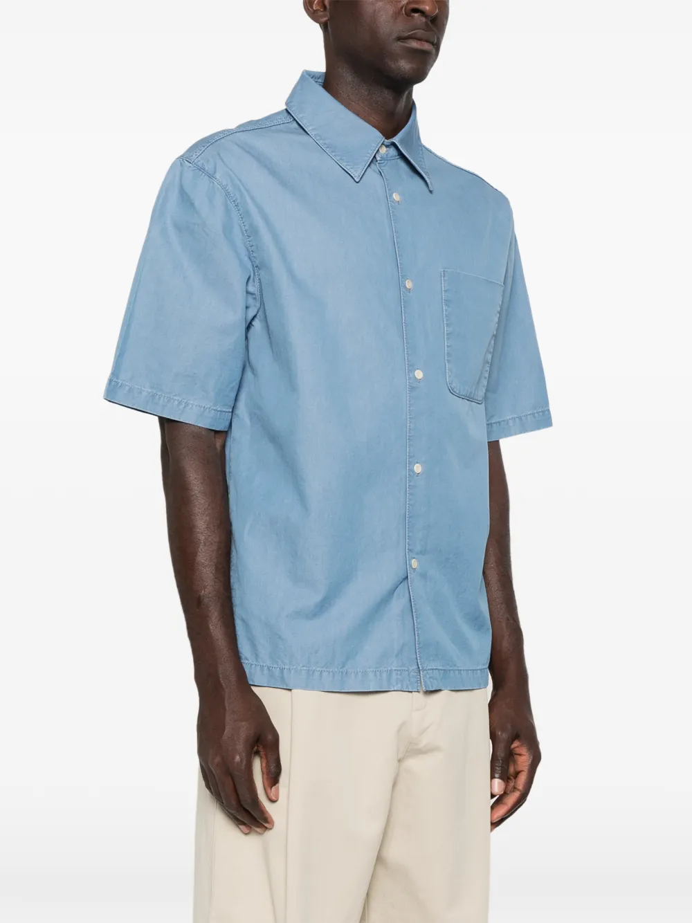 SANDRO overhemd met korte mouwen Blauw
