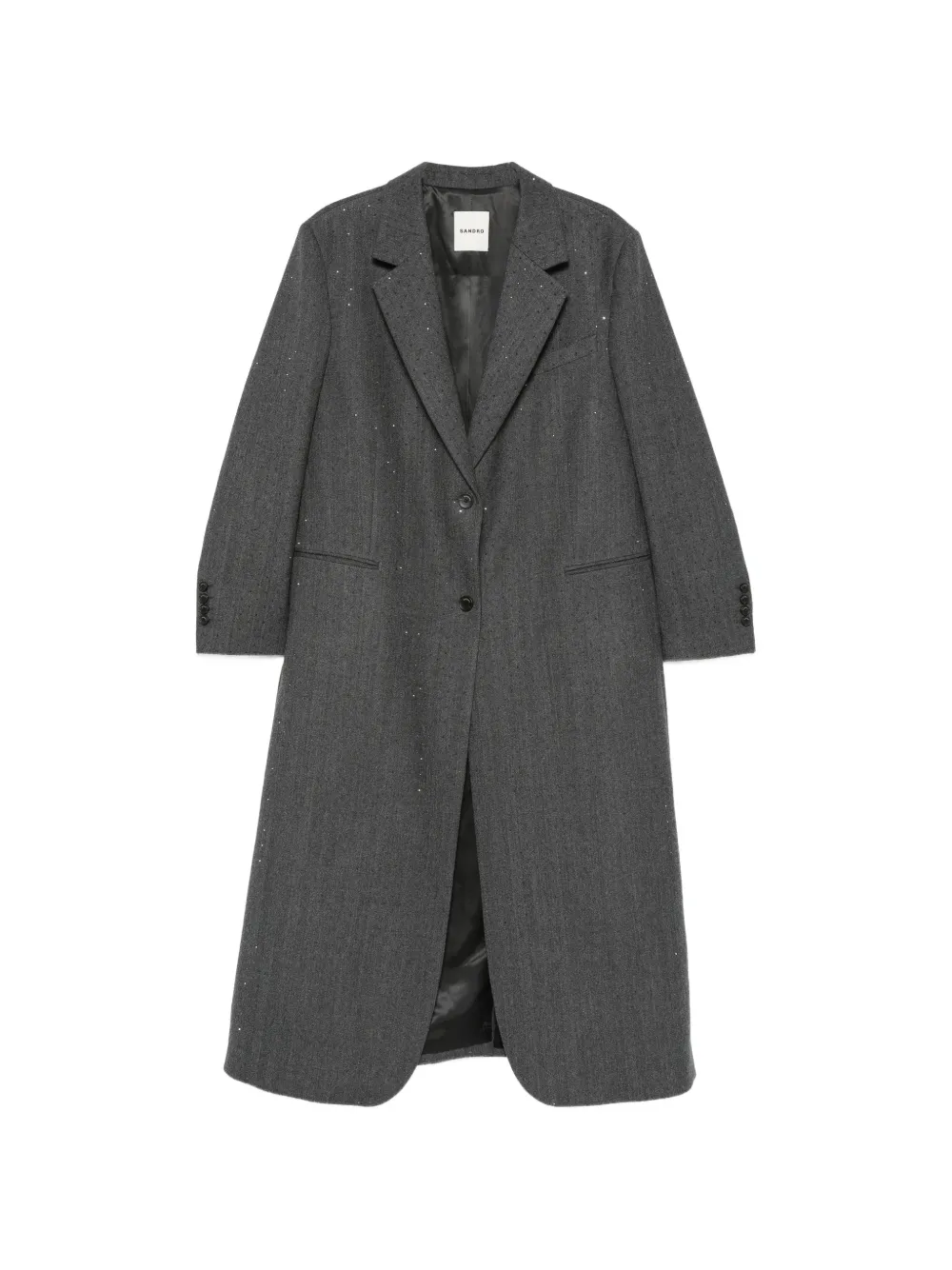 SANDRO rhinestone-embellished herringbone coat - Grey