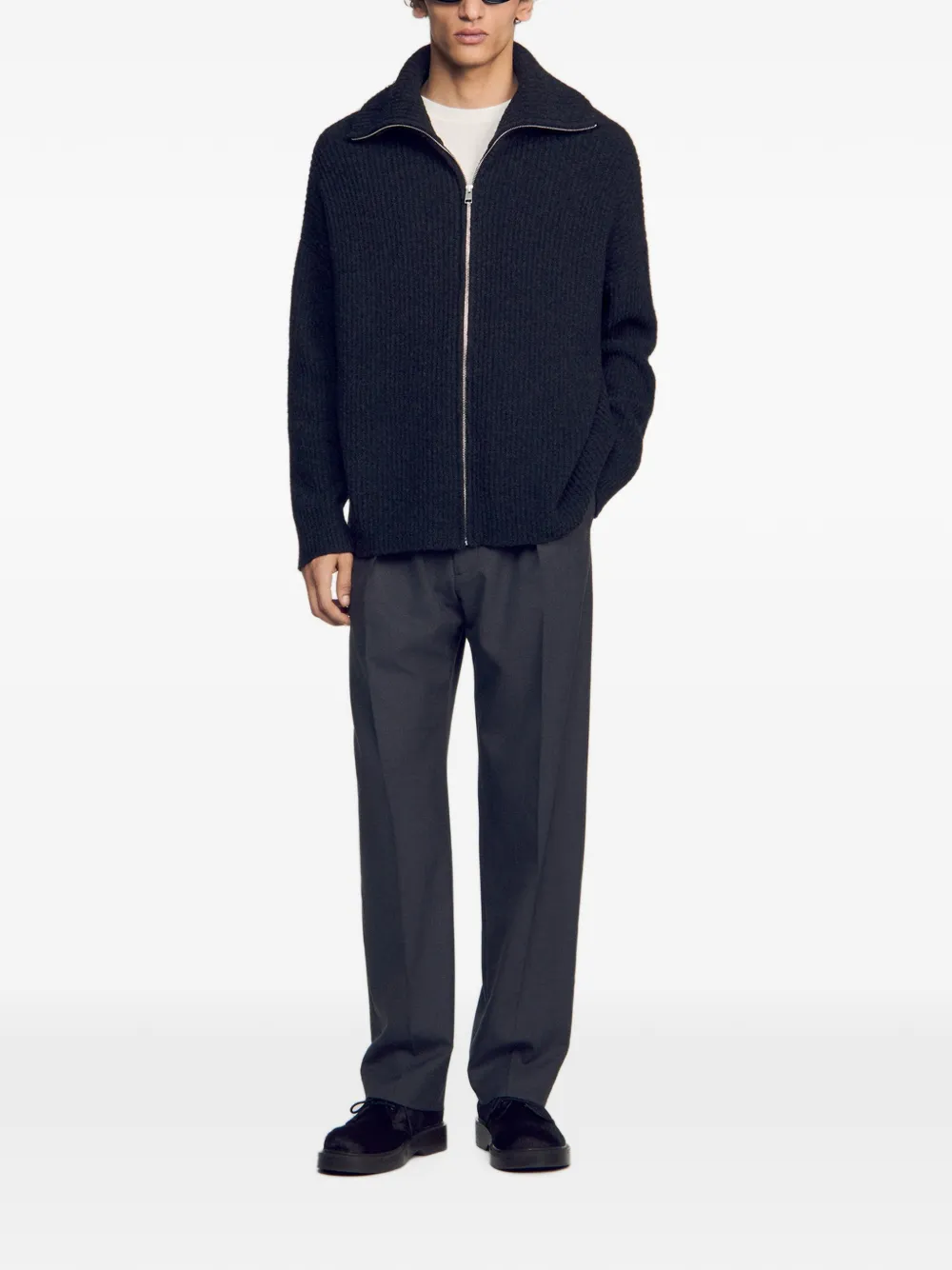 SANDRO Ribgebreid vest Grijs
