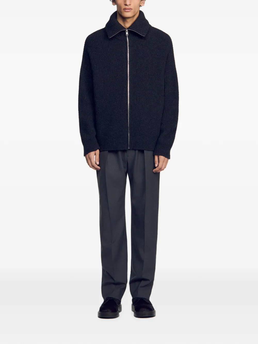 SANDRO Ribgebreid vest Grijs