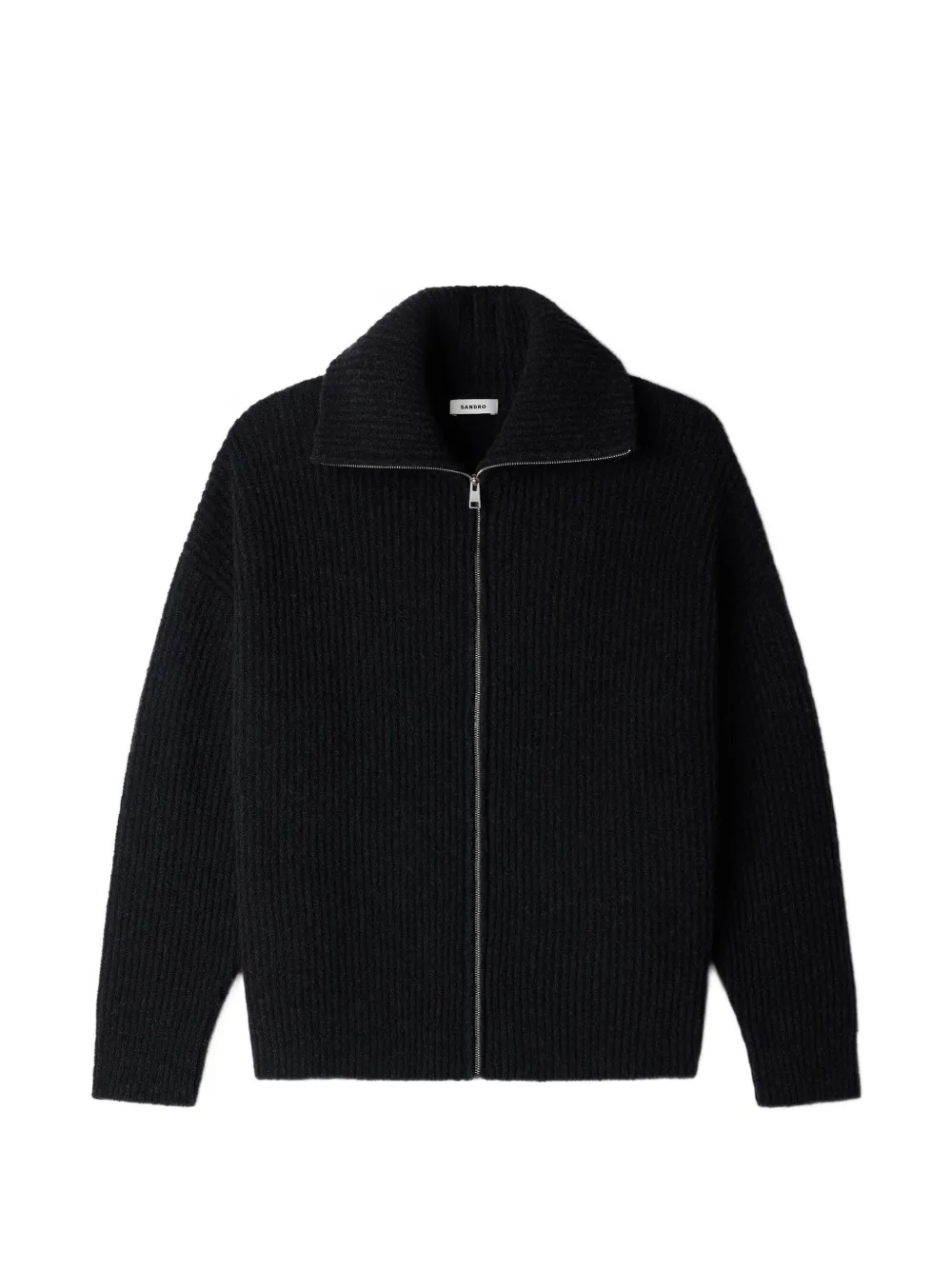 SANDRO ribbed-knit zip-up cardigan