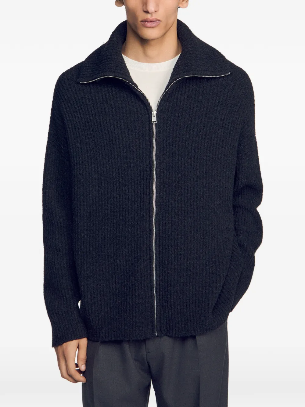 SANDRO Ribgebreid vest Grijs