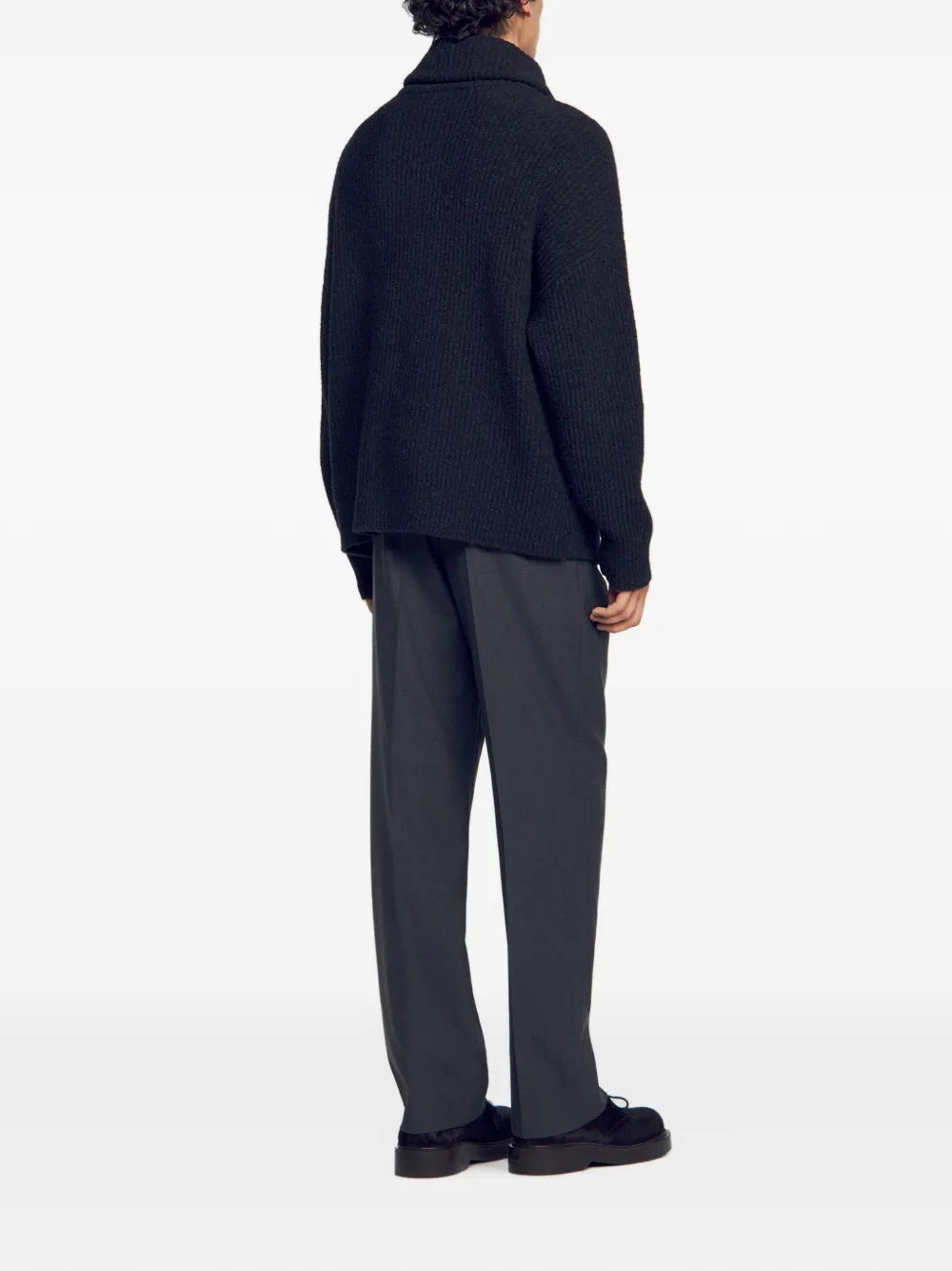 SANDRO Ribgebreid vest Grijs