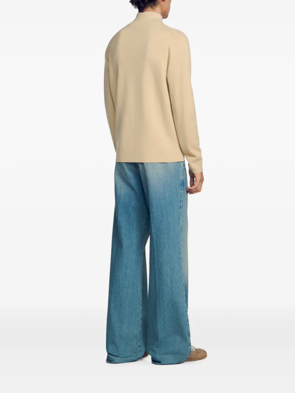 SANDRO Sweater met halve rits Beige