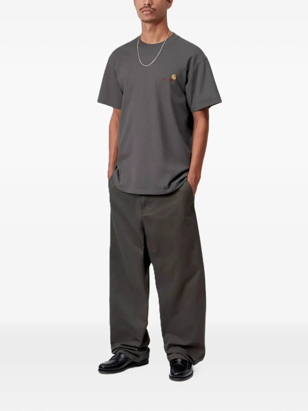 Carhartt WIP Katoenen T-shirt met geborduurd logo Grijs