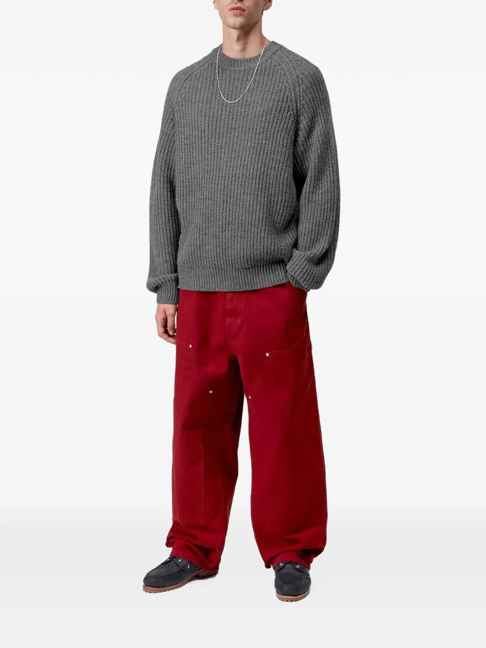 Carhartt WIP Firth ribgebreide trui met raglanmouwen Grijs