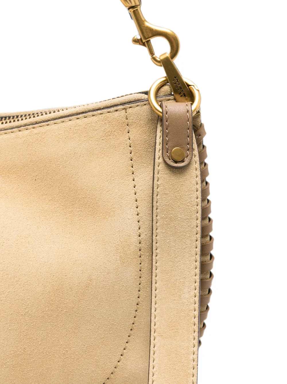 ISABEL MARANT Suède schoudertas met afwerking Beige