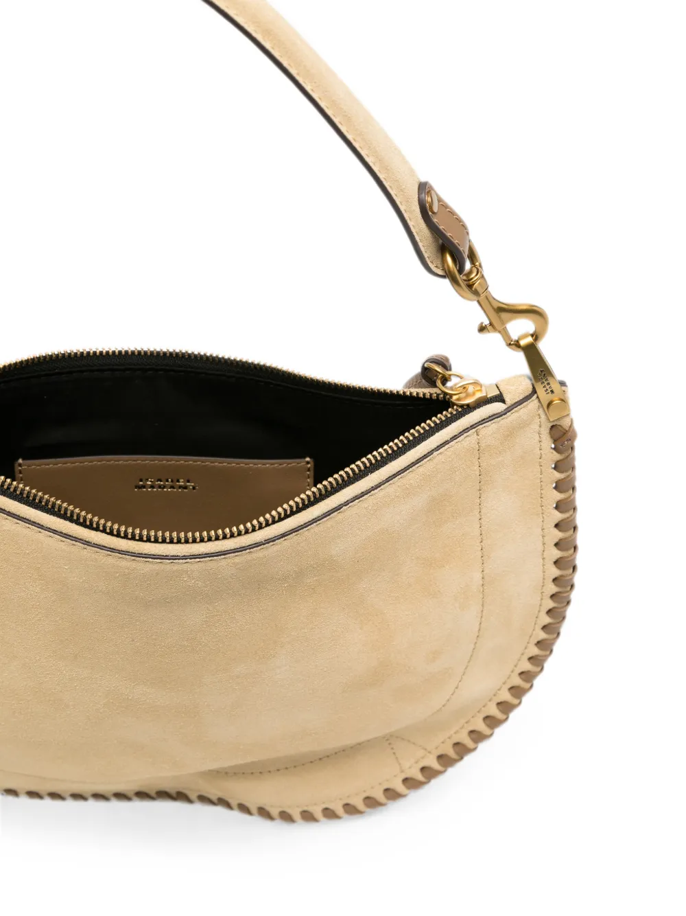 ISABEL MARANT Suède schoudertas met afwerking Beige