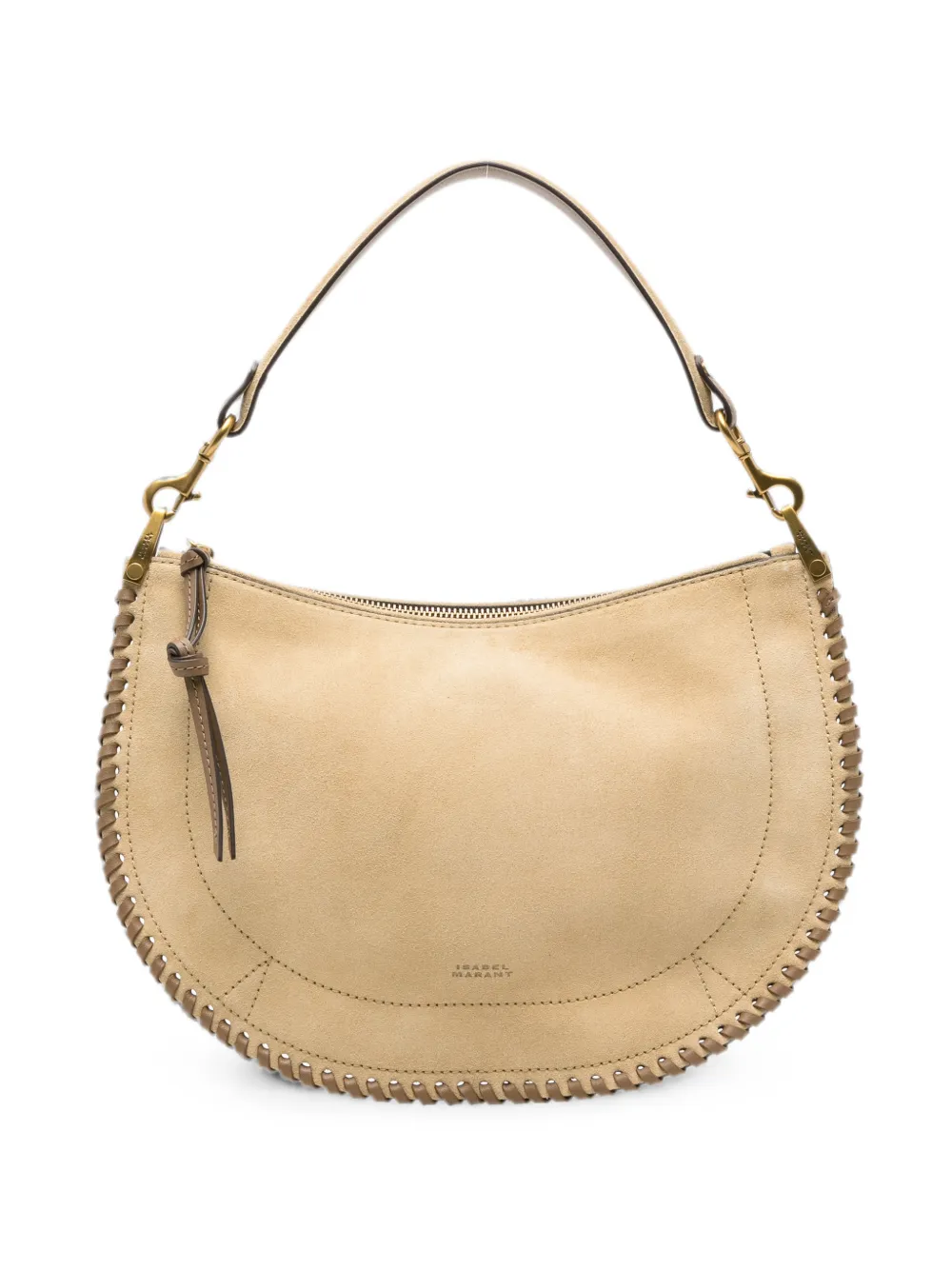 MARANT whipstitch-trim suede shoulder bag - Toni neutri