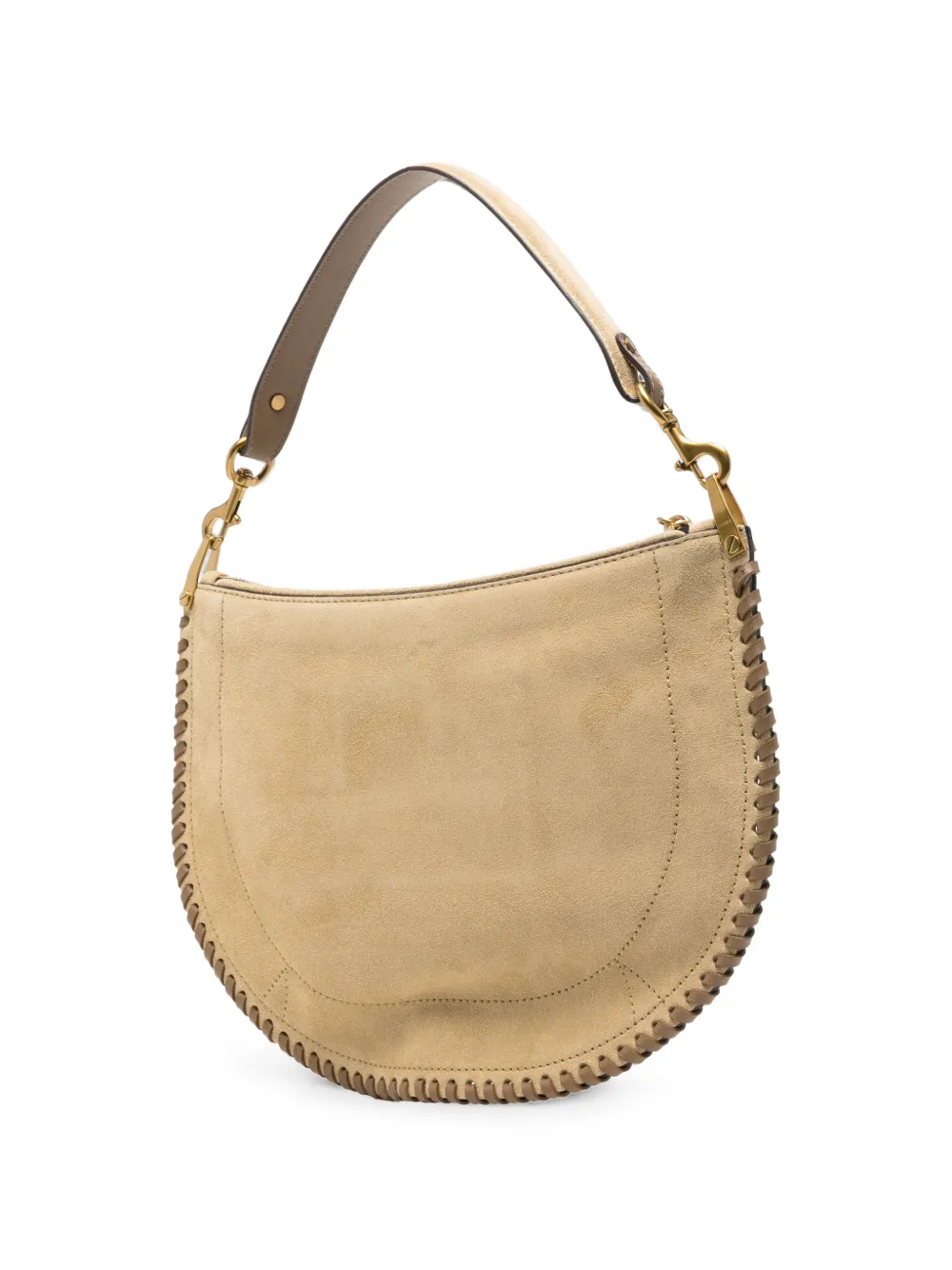 ISABEL MARANT Suède schoudertas met afwerking Beige