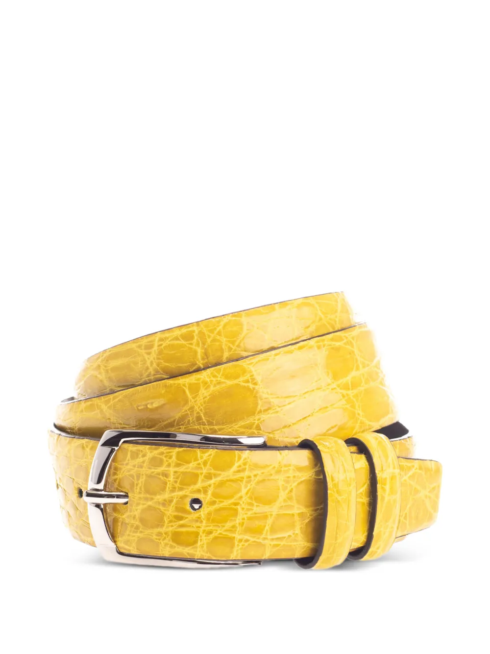 D'amico crocodile-effect leather belt - Yellow